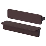 Two sleek, dark brown HACKÅS handles, rectangular with rounded edges, placed side by side on a white background.