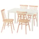 HAUGA / HÖGVED Table and 4 chairs, white/birch veneer, 118x74 cm