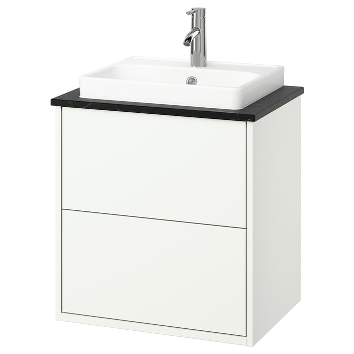 HAVBÄCK / ORRSJÖN washstnd w drawers/washbasin/tap, white/black