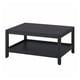 HAVSTA black wooden coffee table, square top, two shelves, sleek design.