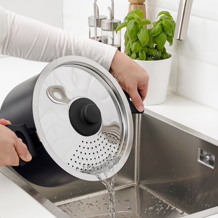 Pot with lid, HEMLAGAD, black, 5 l IKEA