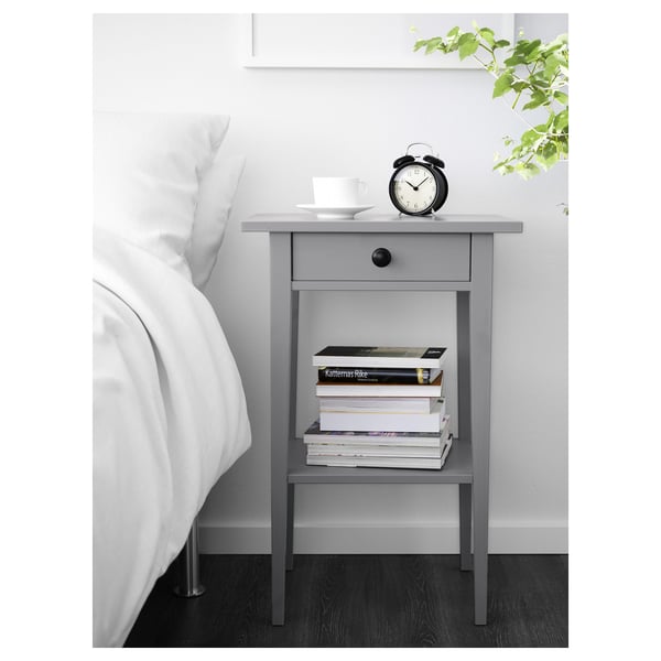 HEMNES Bedside table - grey stained - IKEA