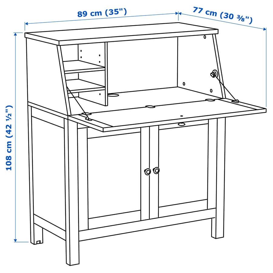 Bureau, HEMNES, white stain, 89x108 cm IKEA