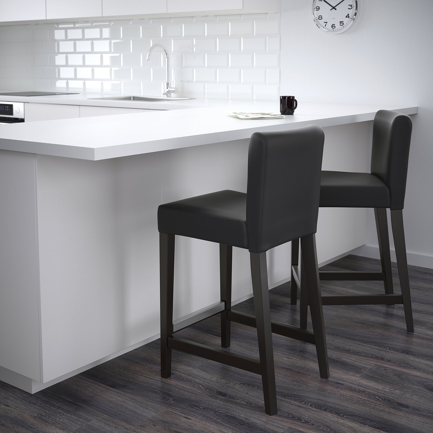 HENRIKSDAL Bar stool with backrest, brownblack/Glose black, 63 cm IKEA