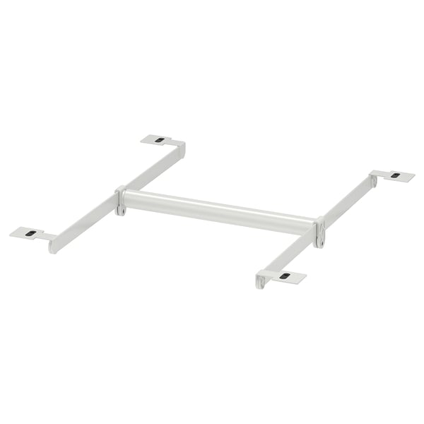 White HJÄLPA adjustable clothes rail, steel & plastic, z-shaped design.