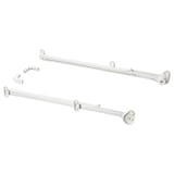 White HJÄLPA metal organizers, two with wheels, one without.