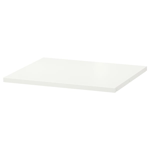 White HJÄLPA shelf, square shape, smooth surface, modern design, made of recycled materials.