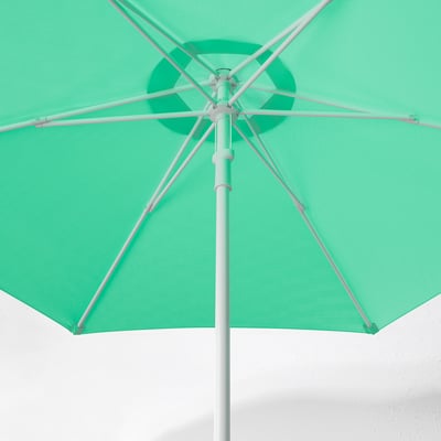 HÖGÖN parasol, light green, polyester, aluminum pole, square shape, easy open/close.