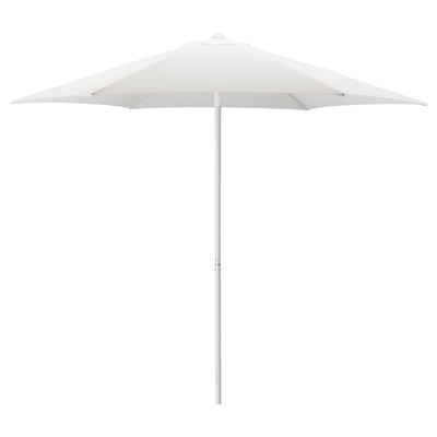 HÖGÖN parasol, white, aluminum pole, uv-protective fabric, square shape, easy open/close.