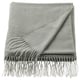 HOLMVI gray-green throw, soft recycled polyester with fringe ends.