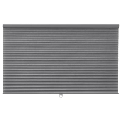 HOPPVALS grey cellular blind, sleek design, ideal for room darkening, mounted vertically, provides privacy and insulation.