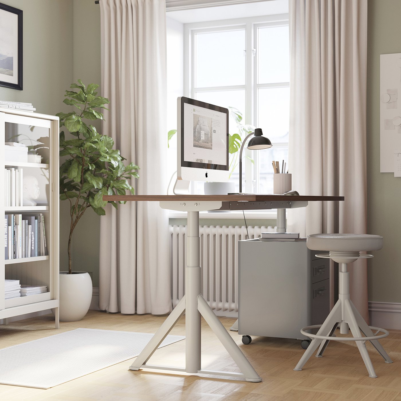 IDÅSEN desk sit/stand, brown/beige, 160x80 cm - IKEA