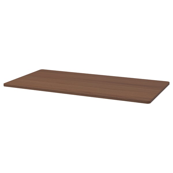 An IKEA IDÅSEN wooden table top in brown, with a rectangular shape and smooth surface, guaranteed for 10 years.