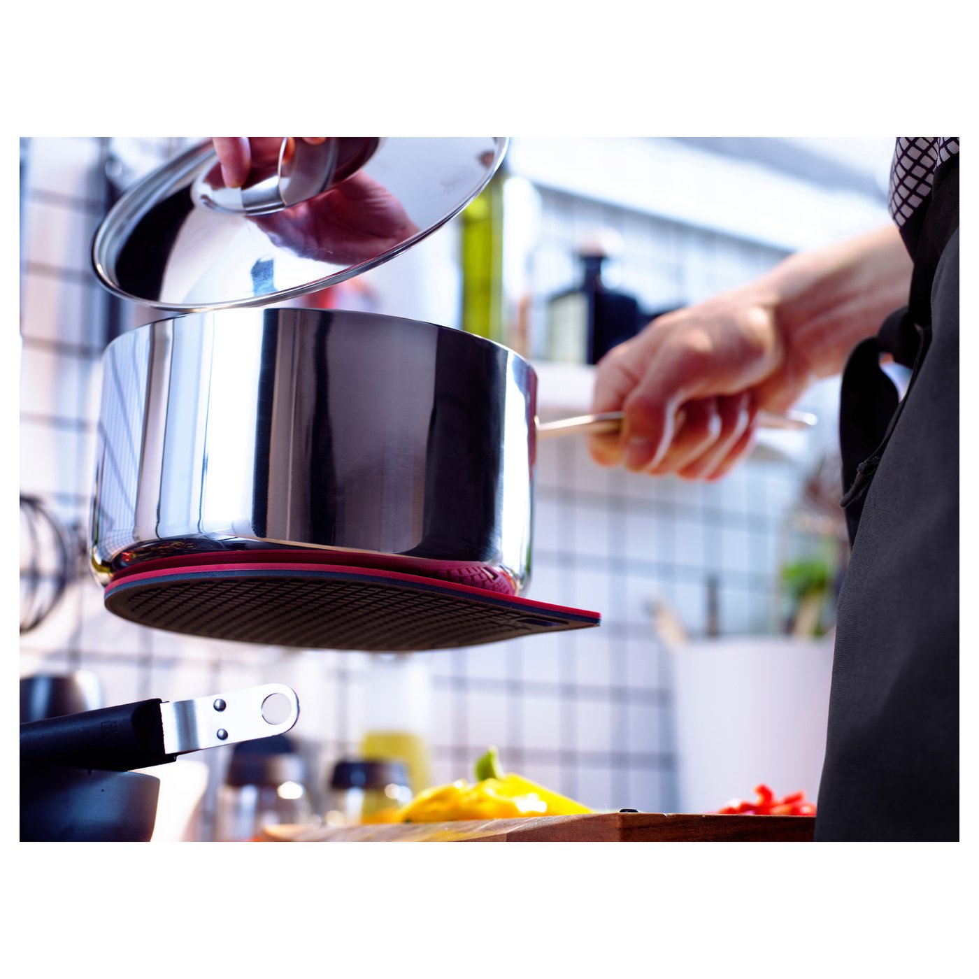 IKEA 365+ GUNSTIG Pot stand, magnetic, red/dark grey - IKEA