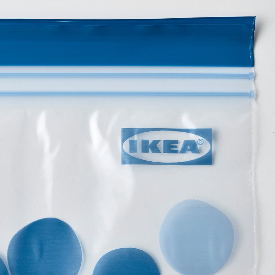 ISTAD resealable bag, patterned/bright blue, 1 l - IKEA