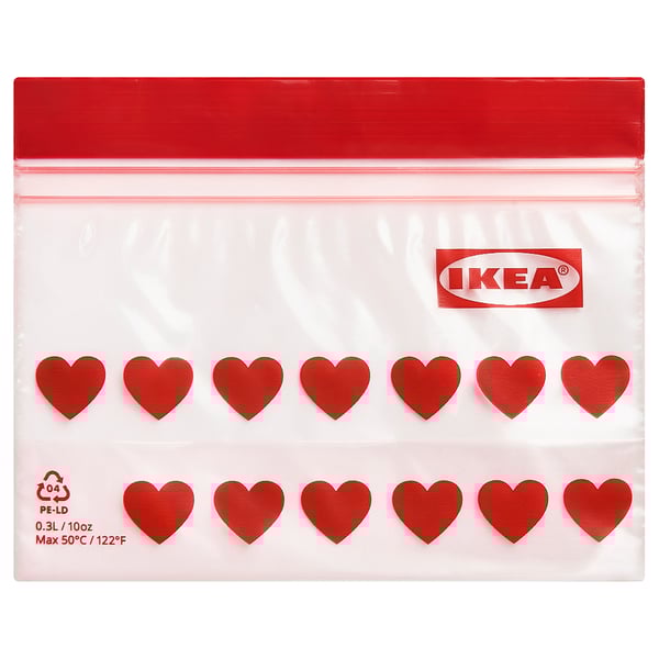 ISTAD Resealable bag, red/heart, 0.3 l