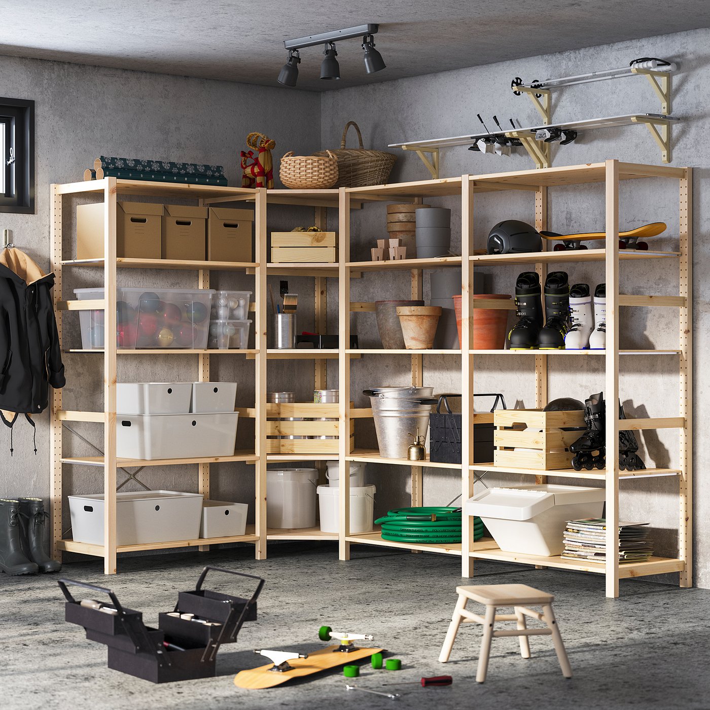 IVAR 4 sections/corner, pine, 249/164x50x179 cm - IKEA