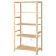 IVAR: light wood, six adjustable shelves, four vertical supports, uncomplicated design for versatile storage.