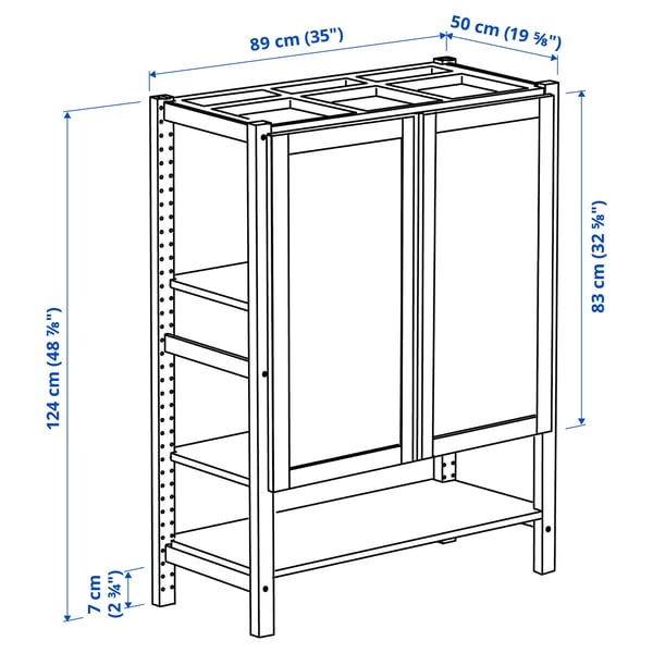 Illustration with measurements for the product: IVAR.