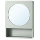 IVÖSJÖN light green bathroom cabinet, round mirror, open shelf, recycling content.