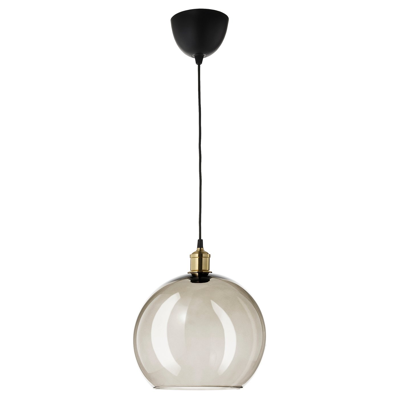 JAKOBSBYN / JÄLLBY pendant lamp, smoked glass/brass-plated - IKEA