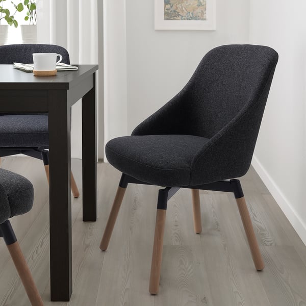 Swivel dining chair, JANOLOF, dark grey IKEA