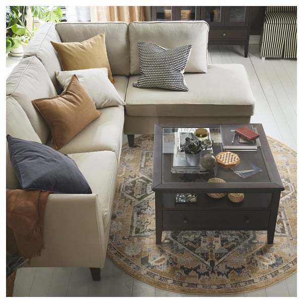 JÄRNVÄG Rug, low pile, ornament pattern beige/dark beige, 195 cm