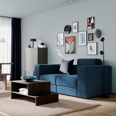 JÄTTEBO 2-seat modular sofa, with headrest/Samsala dark blue