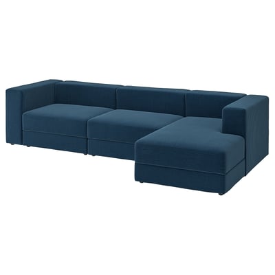 JÄTTEBO 4-seat mod sofa w chaise longue, right/Samsala dark blue