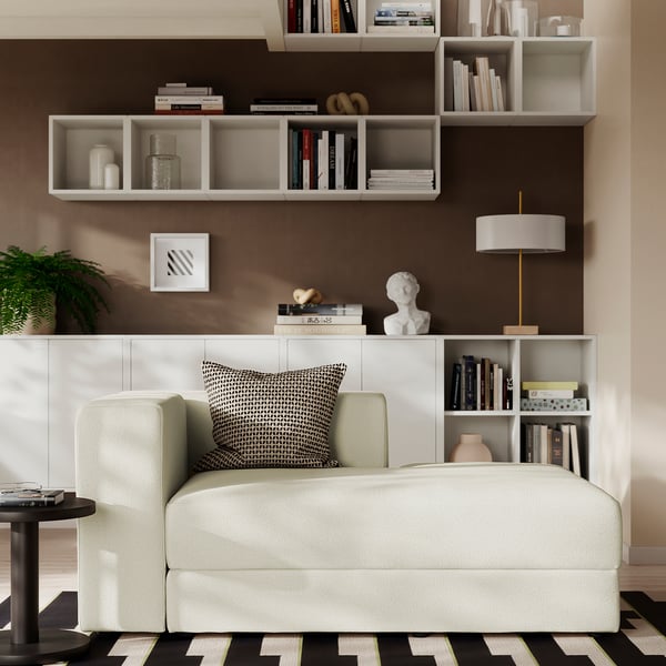 JÄTTEBO Chaise longue module, right, with armrest/Axvall off-white