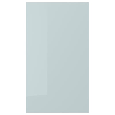High-gloss grey-blue KALLARP kitchen cabinet with sleek, straight lines. Made from recycled materials, glossy finish, durable surface.