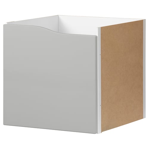 A white ikea KALLAX storage unit - fiberboard & acrylic, minimalist design.