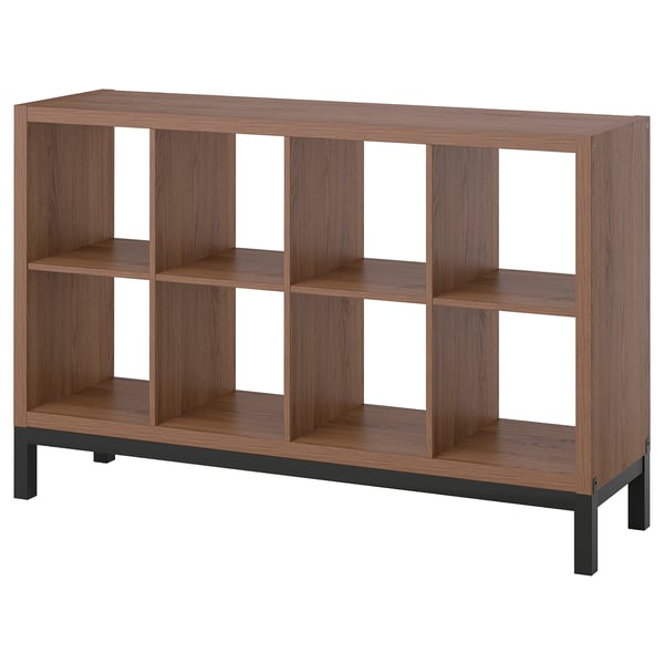 KALLAX Shelving unit with underframe, brown walnut effect/black, 147x94 cm