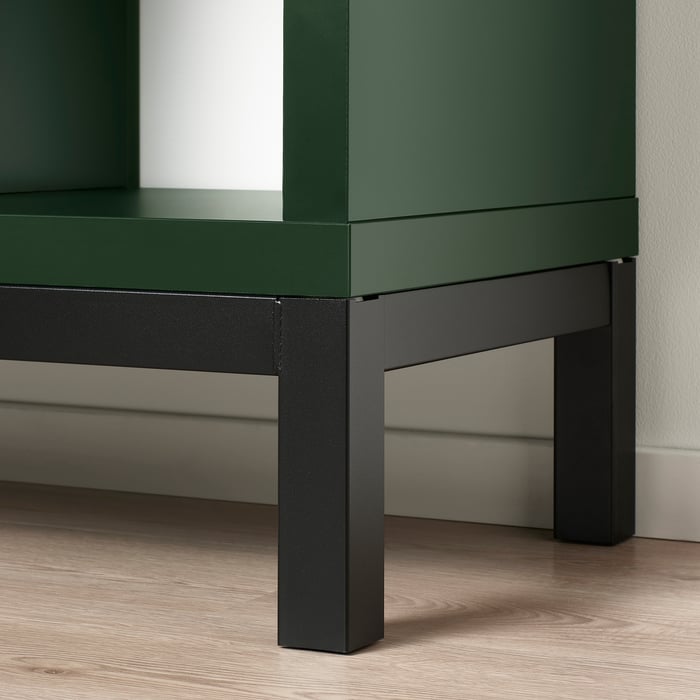 KALLAX shelving unit with underframe, dark green/black, 77x39x164 cm IKEA