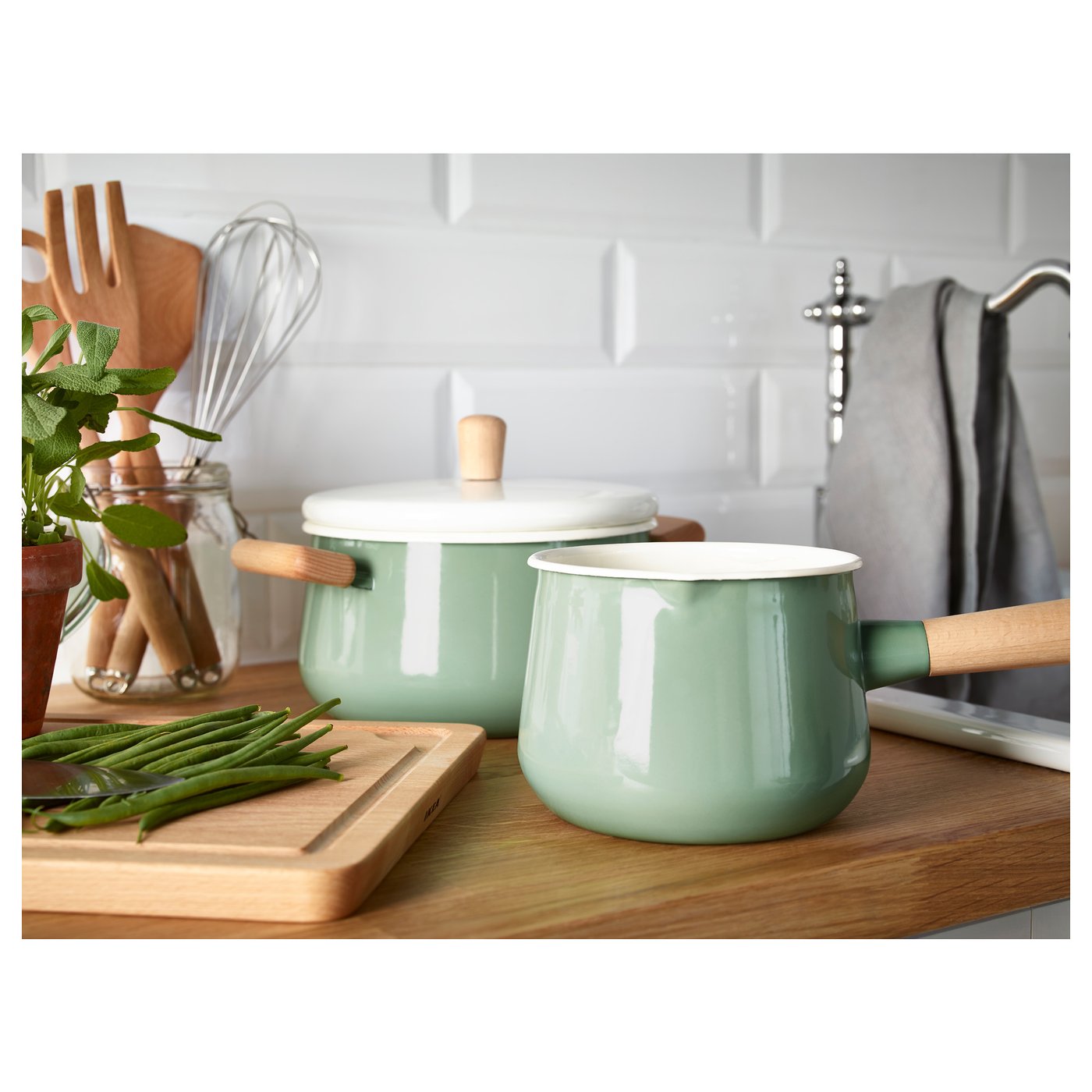 KASTRULL Saucepan with lid, green, 1.5 l IKEA