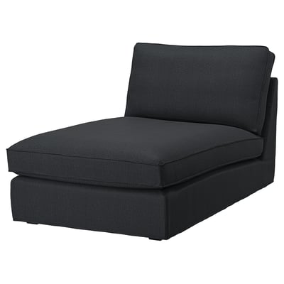 Dark grey KIVIK chaise lounge, padding, modern design, cozy & functional.