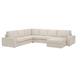 KIVIK sectional sofa, beige, soft fabric, l-shape with wide armrests.
