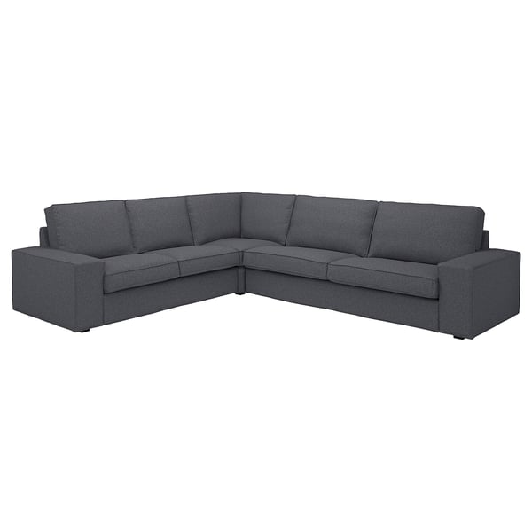 KIVIK dark grey l-shaped sofa, modern design with low armrests, deep cushions for comfort.