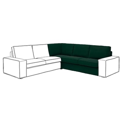 Green and white l-shaped sectional sofa with modern design, soft fabric, and clean lines.