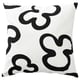 Option: KLIPPBRÄCKA pillow: square, white & black, recycled cotton & polyester, bold abstract shapes.