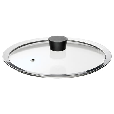 KLOCKREN clear glass lid, black handle, fits 24 cm pans, tempered glass.