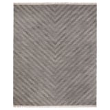 KNAPPHIRS gray wool-cotton rug, rectangle with fringe, geometric pattern.