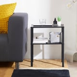 KNARREVIK black side table with shelf. Modern, lightweight, fits small spaces.