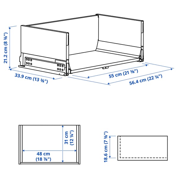 KNIVSHULT Drawer, high, dark grey, 60x37 cm