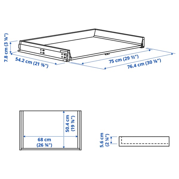 KNIVSHULT Drawer, low, dark grey, 80x60 cm