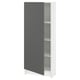 Option: KNOXHULT tall gray white cabinet with three shelves. Modern design, scratch-resistant surface, adjustable shelves.