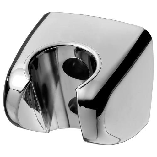 A KOLSJÖN chrome hand shower holder, made of abs plastic. It has a sleek, angular design, perfect for wall mounting.