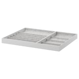 KOMPLEMENT gray organizer tray, felt-lined compartments for accessories.