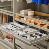 KOMPLEMENT Pull-out tray with insert, grey-beige/light grey, 100x58 cm