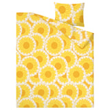 A yellow sunflower bedding set KRANSMALVA, cotton & viscose, adds cheerful retro touch.